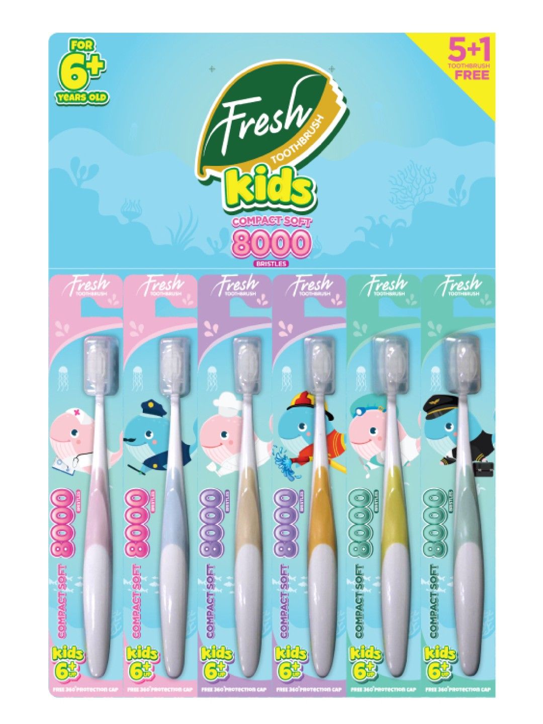 Fresh Kids Compact Soft 8000 Bristles 5+1