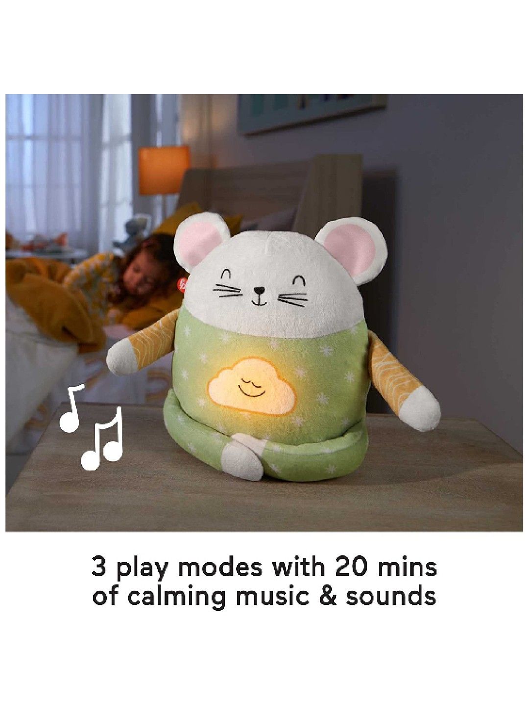 Fisher Price Meditation 7.87" Mouse Stuffed Animal with Soothing Sounds (No Color- Image 2)