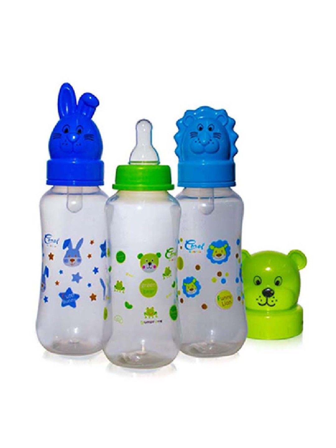 Coral Babies Clear Feeding Bottle With Character Hood Blue (8 oz) (No Color- Image 1)