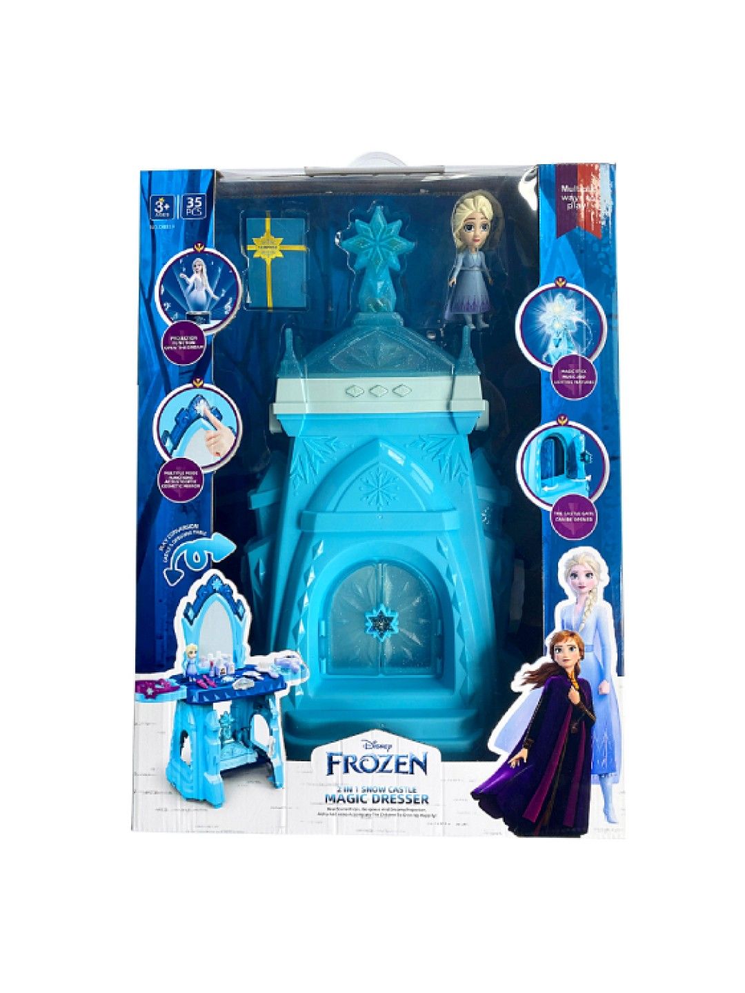 Disney Frozen 2 in 1 Snow Castle Magic Dresser Vanity Mini Figure and Lights & Sounds (No Color- Image 3)