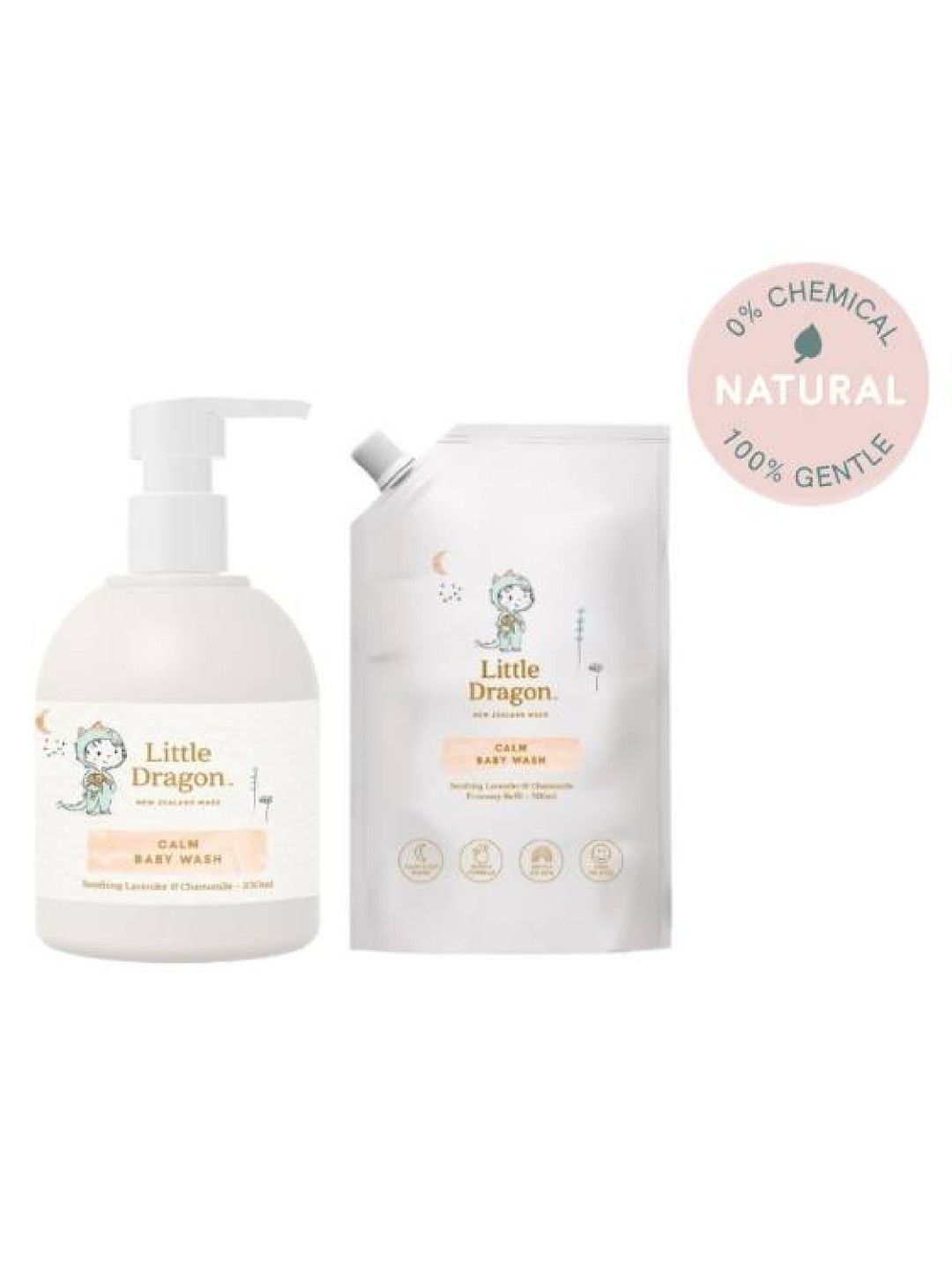 Little Dragon Calm Baby Wash - Pump Bottle (250ml) and Refill Pack (500ml) (No Color- Image 1)