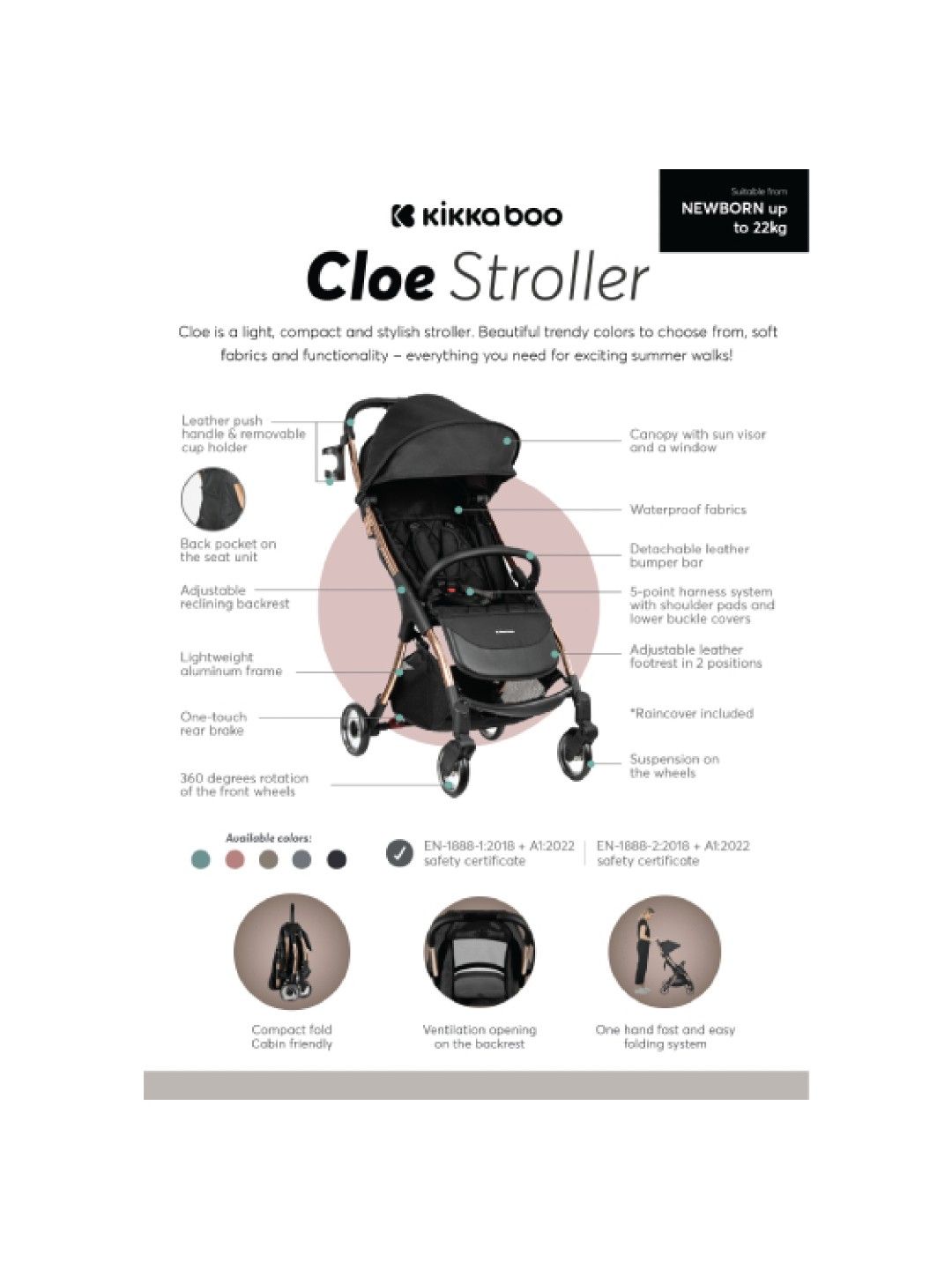 KikkaBoo Stroller Cloe (Black- Image 4)