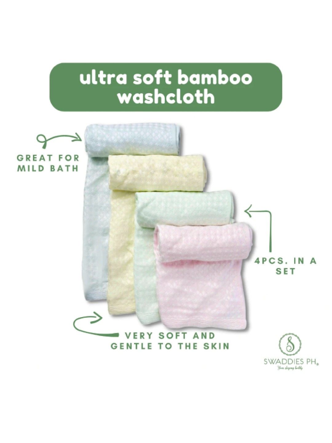 Swaddies PH Ultra Soft Bamboo Washcloth (No Color- Image 3)