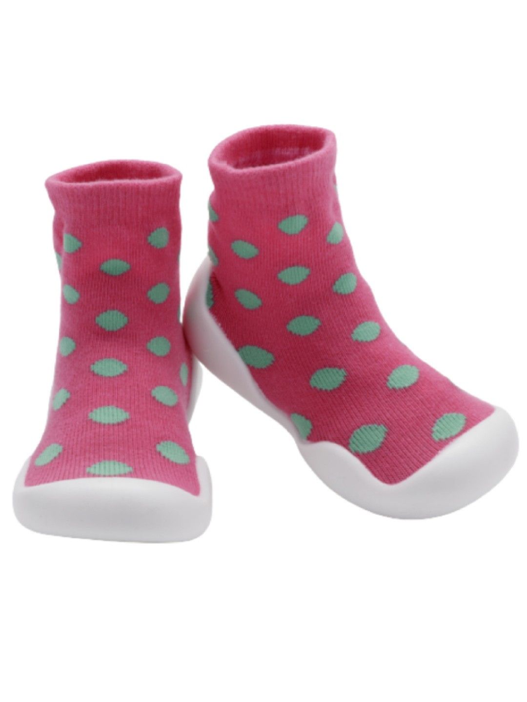 Little Steps Walking Shoes in Polka Dots (Green/Pink- Image 2)