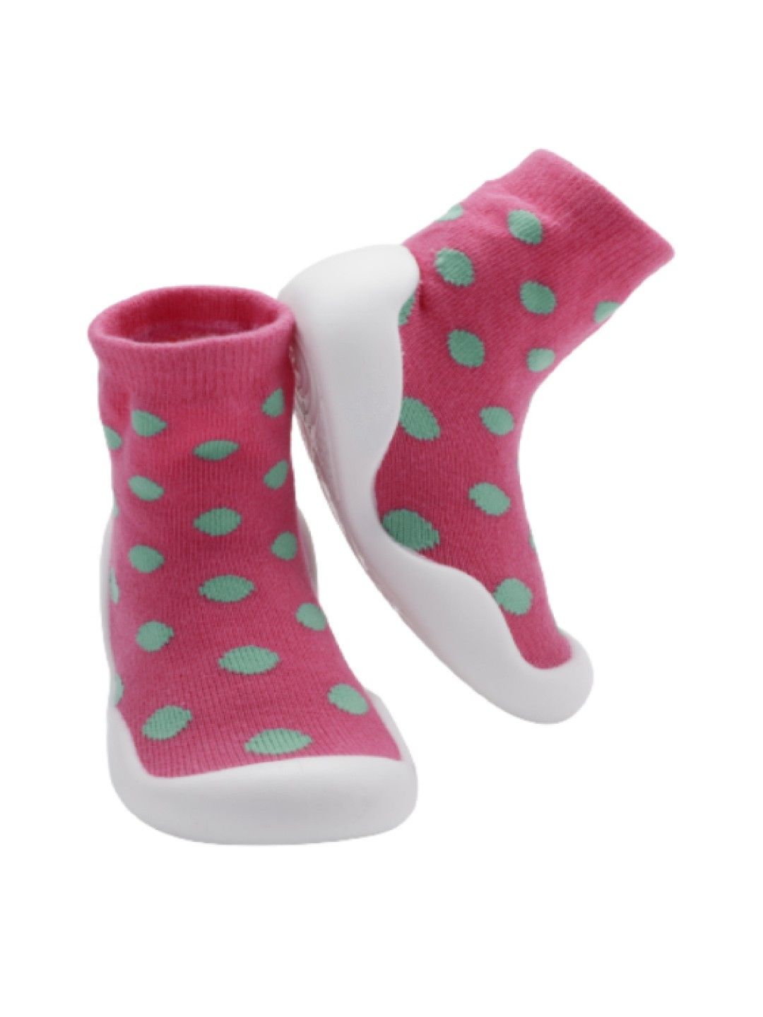 Little Steps Walking Shoes in Polka Dots (Green/Pink- Image 3)