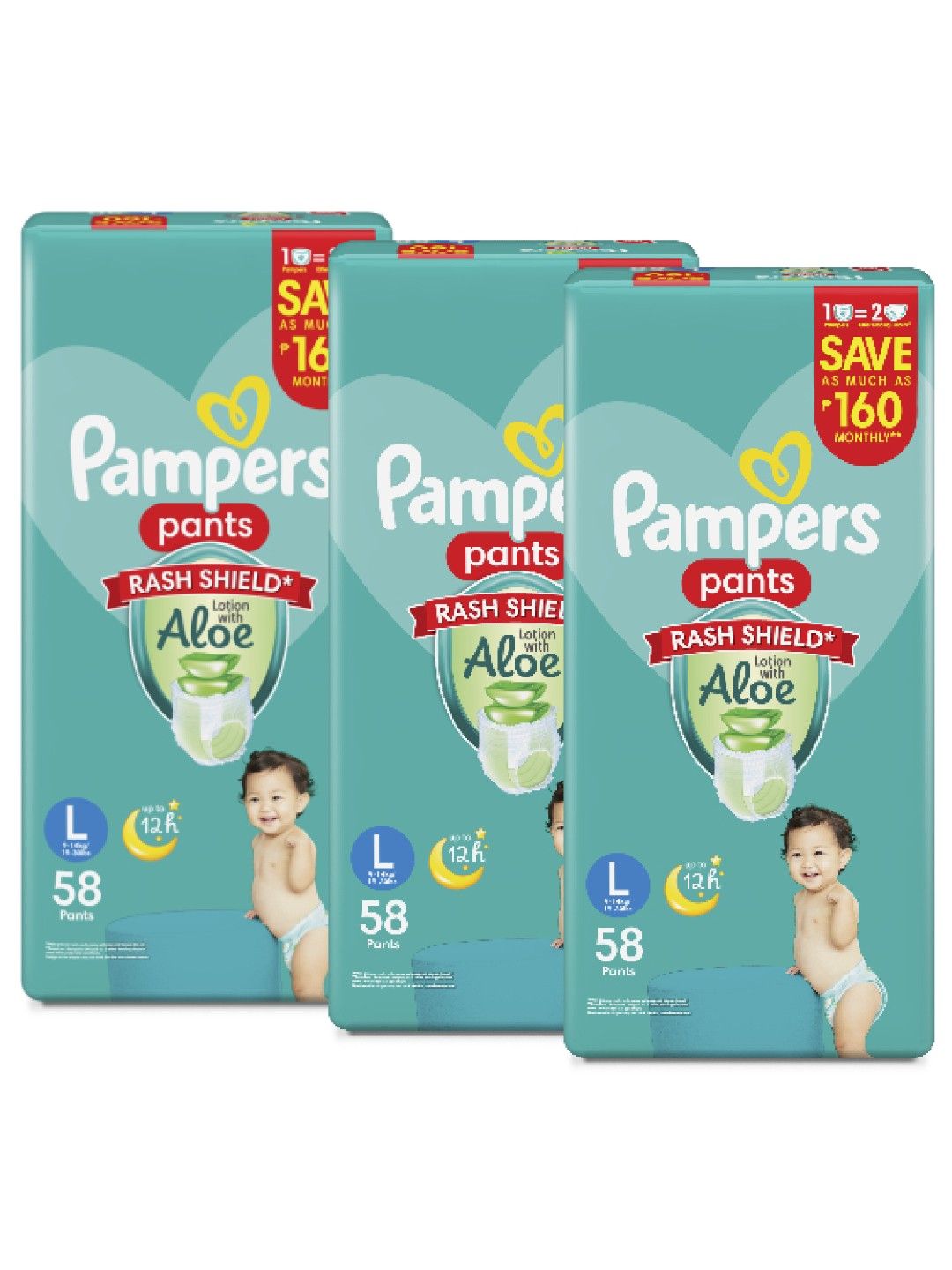 Pampers Baby Dry Pants Large 58s x 3 packs (174 pcs) (No Color- Image 2)