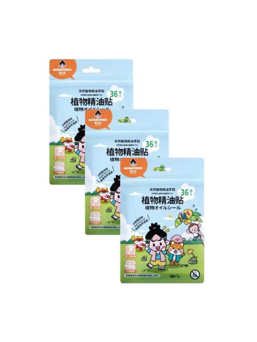 Momotaro Mosquito Repellent Patches with Natural Plant Essential Oil Set of 3 (108pcs) (No Color- Image 1)