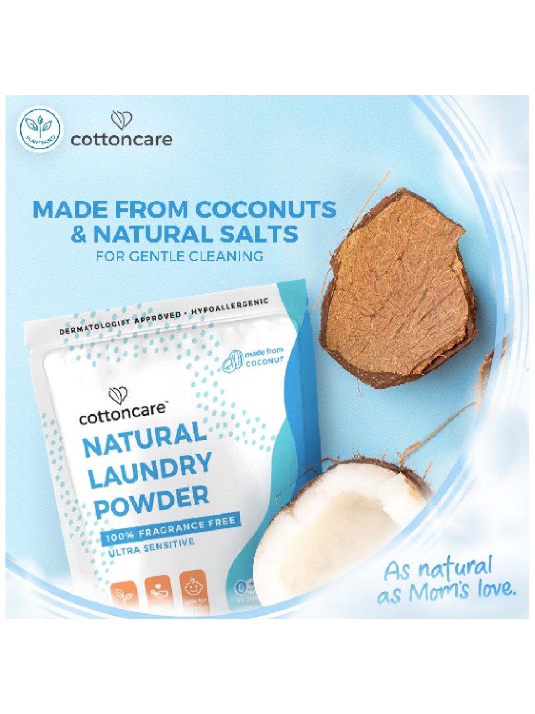 Cotton Central™ Cottoncare™ Ultra-Sensitive Unscented Natural Laundry Powder for Babies (1kg) (No Color- Image 4)