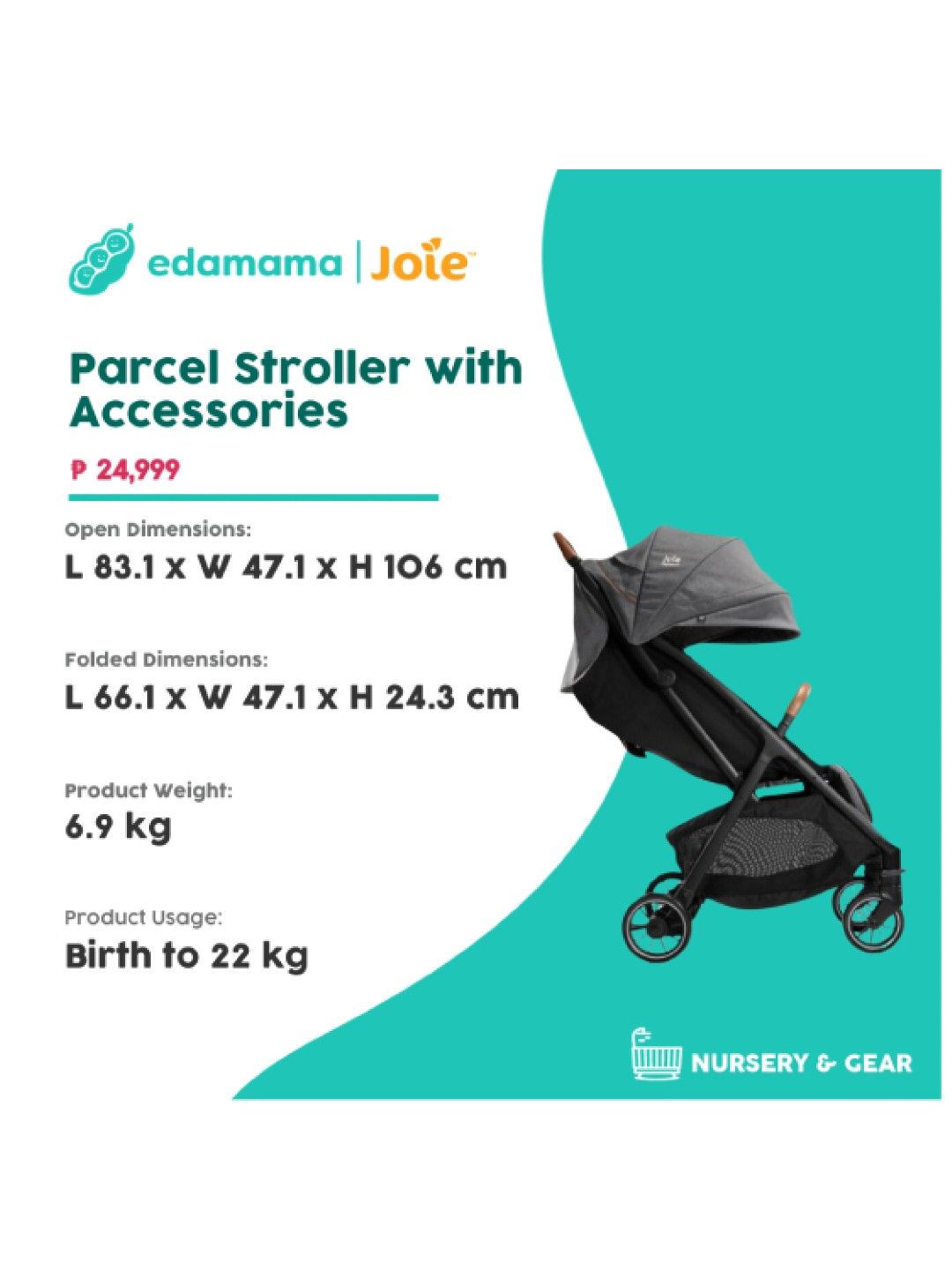 Joie Parcel Stroller with Accessories (Carbon- Image 2)