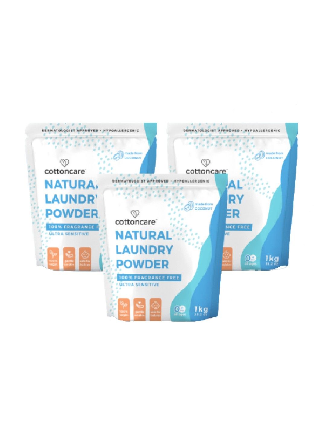Cotton Central™ Cottoncare™ Ultra-Sensitive Unscented Natural Laundry Powder for Babies (3kg)