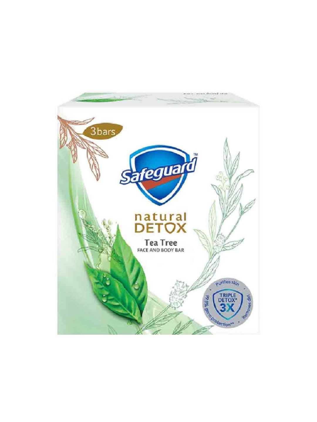 Safeguard Detox Face and Body Bar Soap Tea Tree (3 x 108g) (No Color- Image 1)