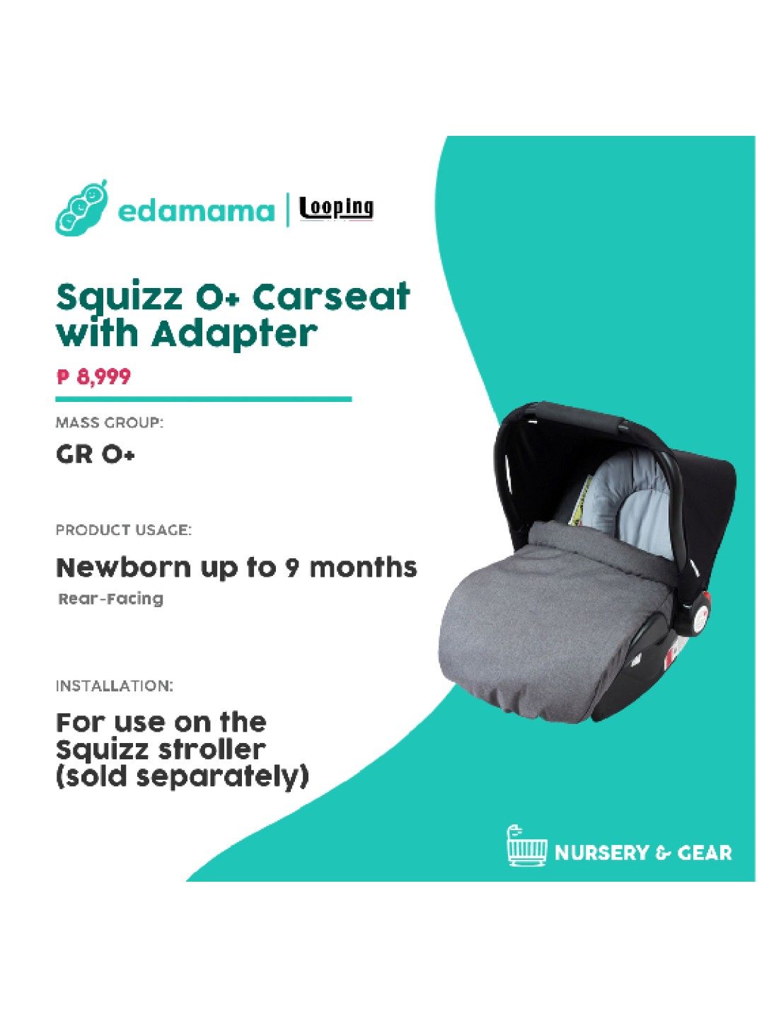 Looping Squizz 0+ Carseat with Adapter (No Color- Image 2)