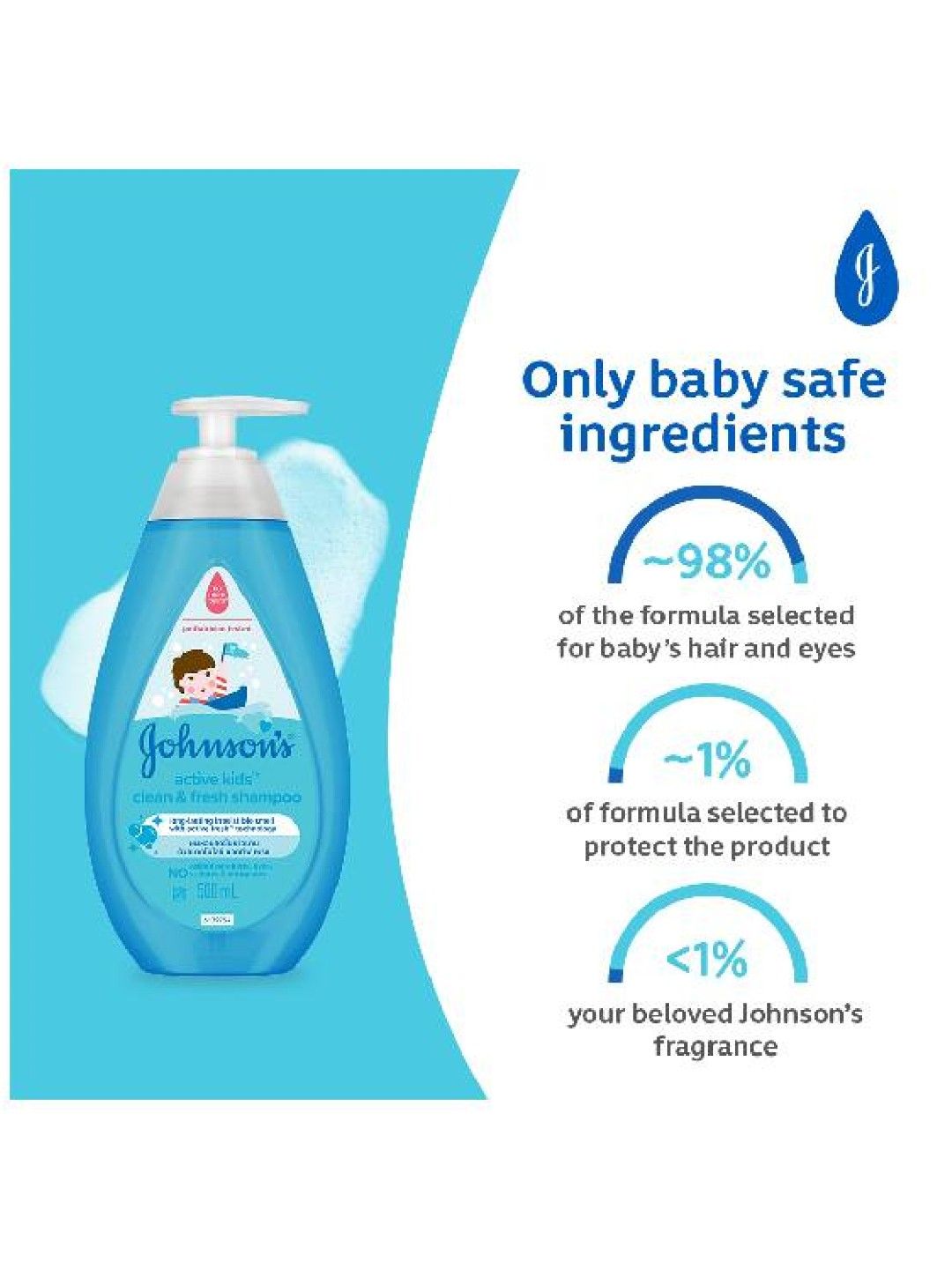 Johnson's Active Kids Clean & Fresh Shampoo (200ml) (No Color- Image 3)