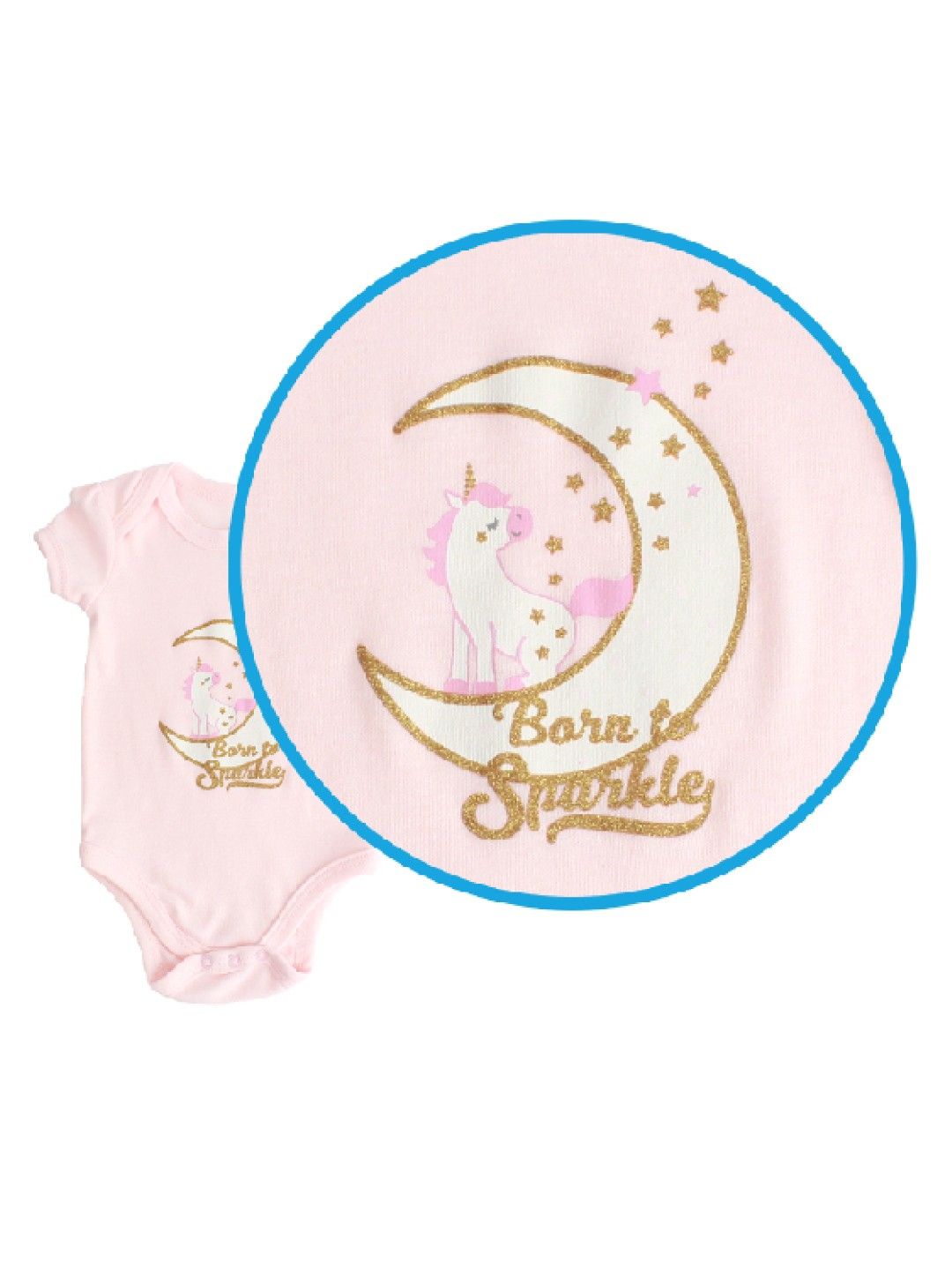Little Steps Unicorn & Moon 3-Piece Bodysuit, Pants and Shoes (Pink- Image 2)