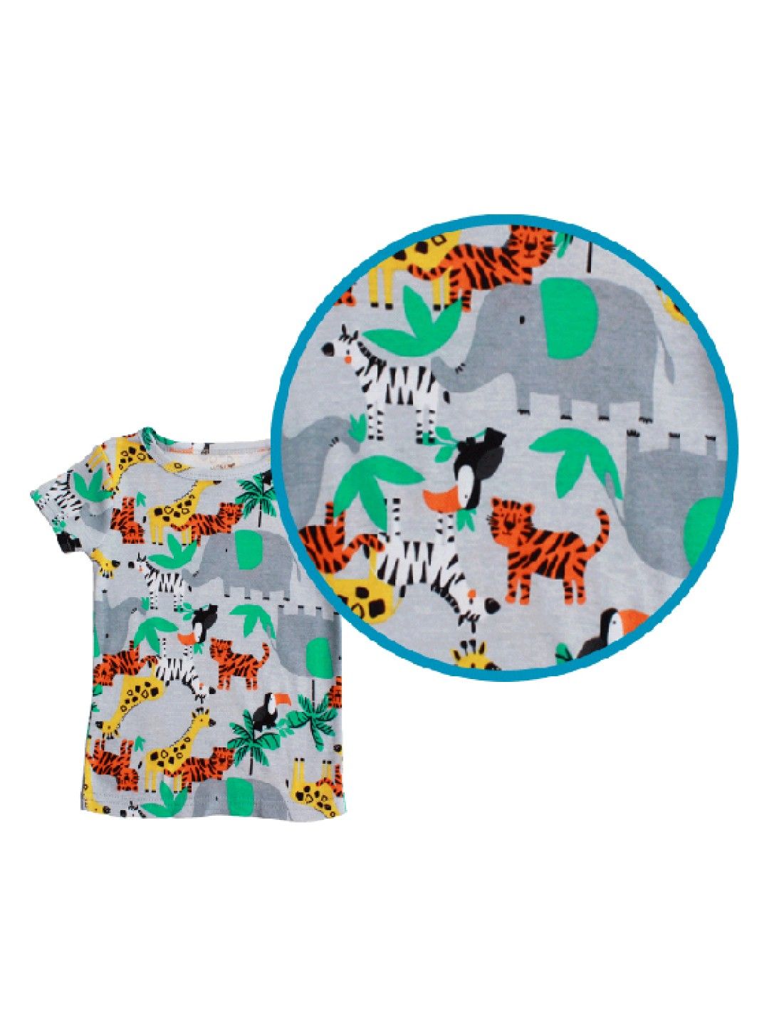 Little Steps 2-Piece Short Sleeves Animal PJs (Grey- Image 2)