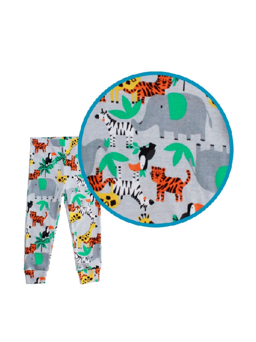 Little Steps 2-Piece Short Sleeves Animal PJs (Grey- Image 3)