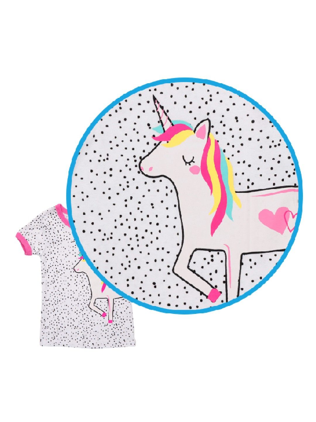 Little Steps Unicorn 2-Piece Short Sleeves PJs (Pink- Image 2)