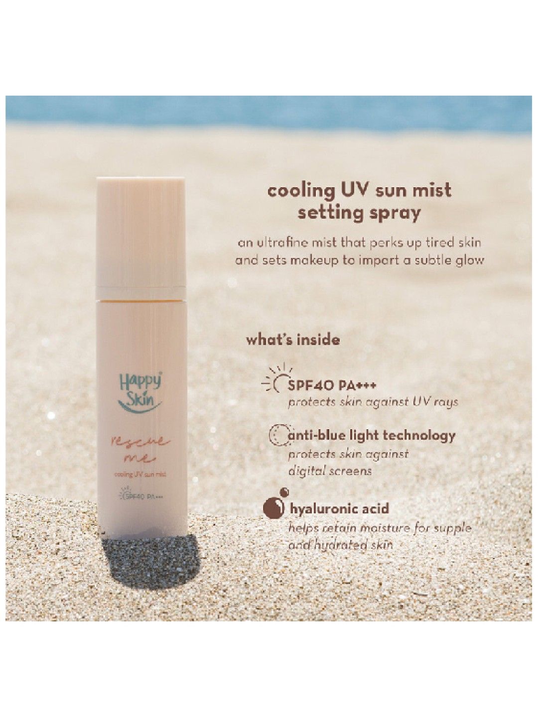 Happy Skin Rescue Me Cooling UV Sun Mist SPF 40 PA+++ with Anti-Blue Light Technology (No Color- Image 3)