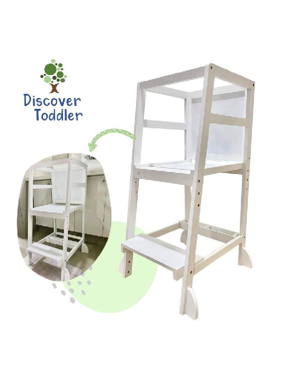 Discover Living Ph 2 In 1 Adjustable Learning Tower (White- Image 2)