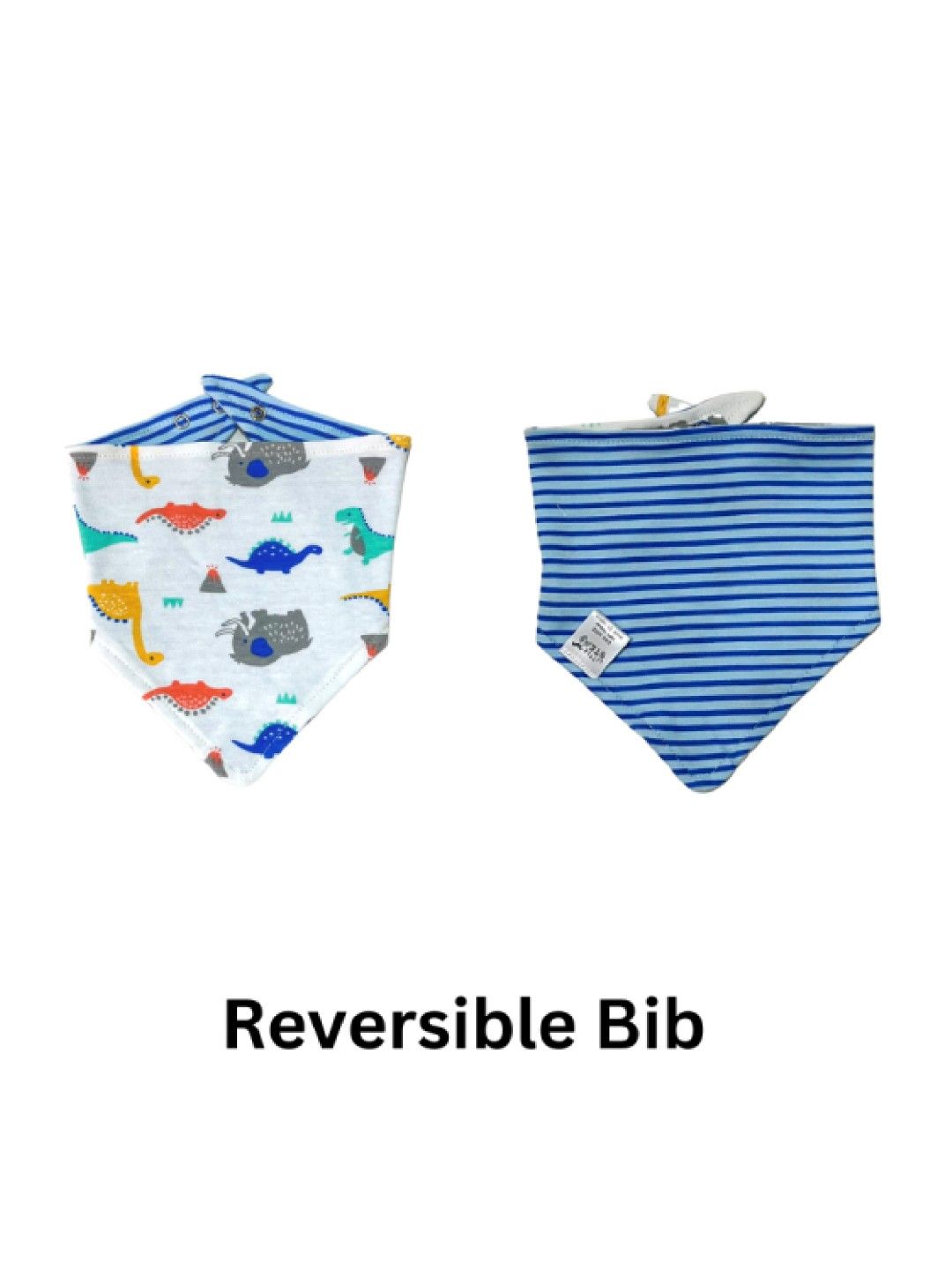 Little Steps 3-Piece Bodysuit, Pants and Bib (Blue/Stripes Dinosaurs- Image 4)