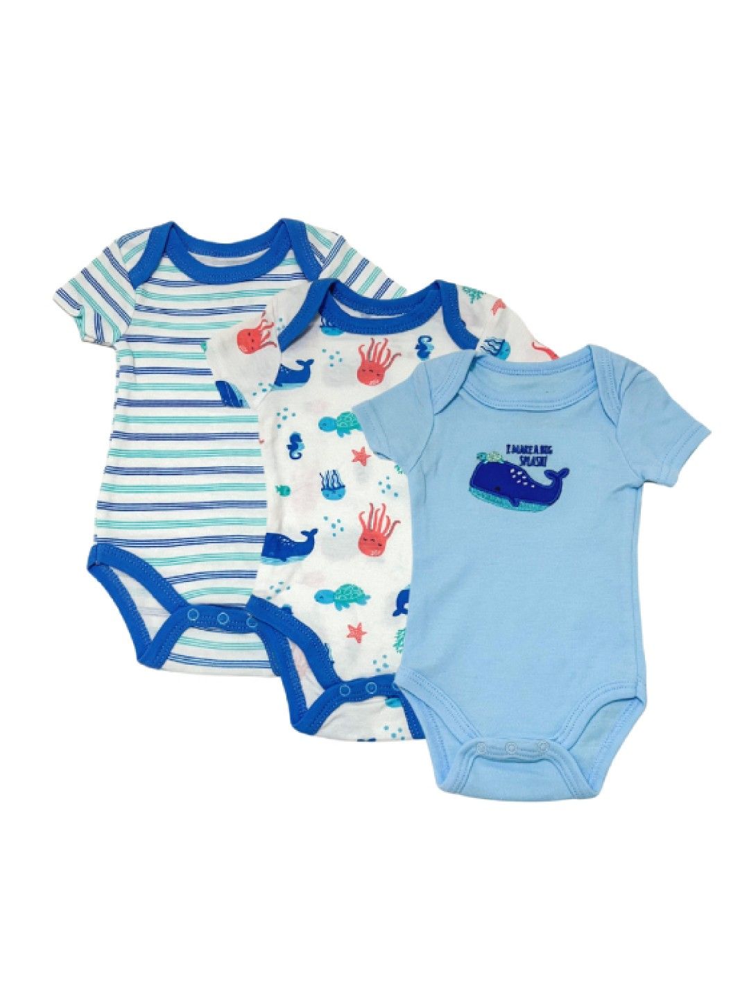 Little Steps 3-Piece Bodysuit Set in Blue Sea Animals (No Color- Image 1)