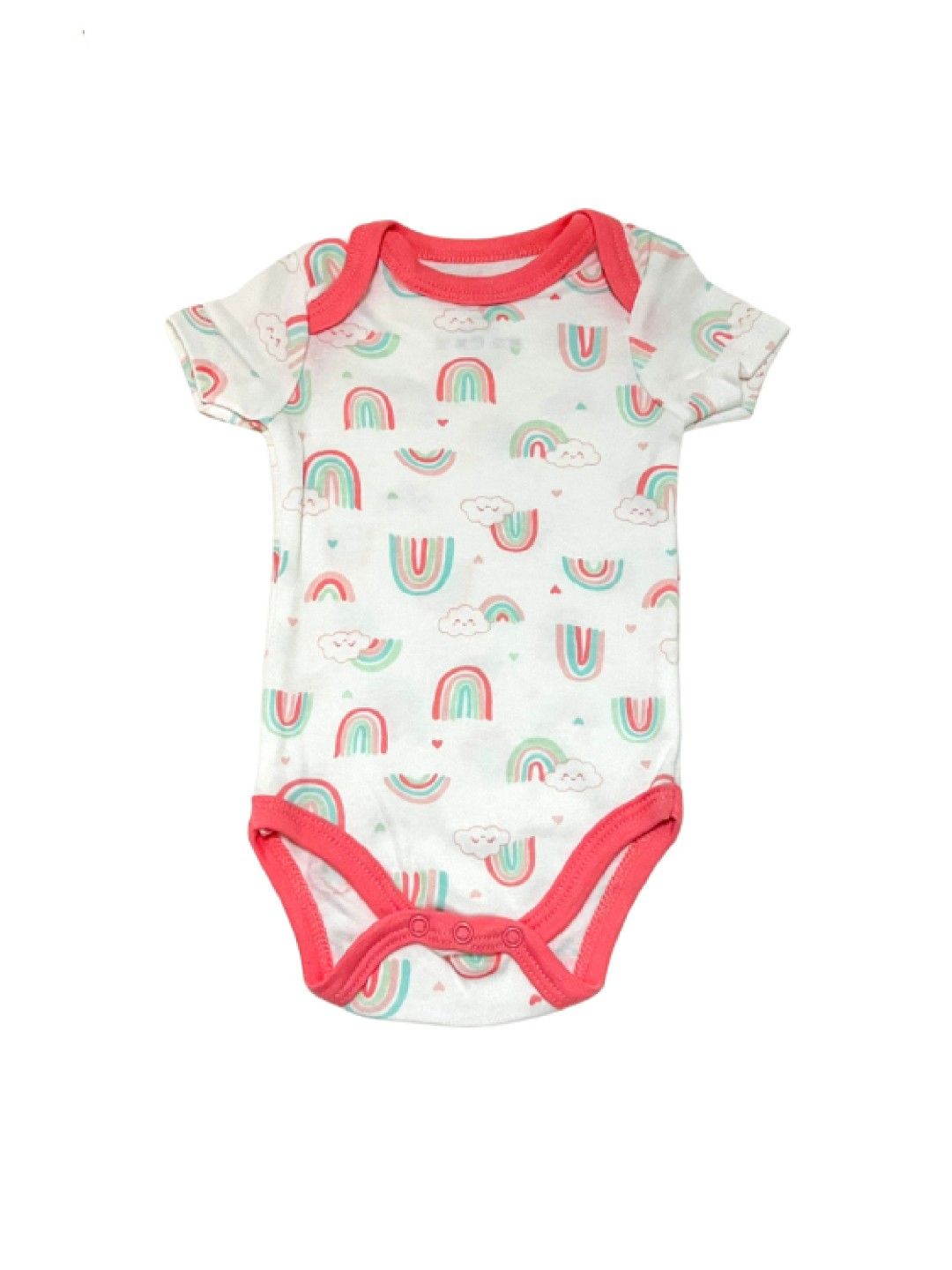 Little Steps 3-Piece Bodysuit Set in Coral Pink Clouds and Rainbow (No Color- Image 3)