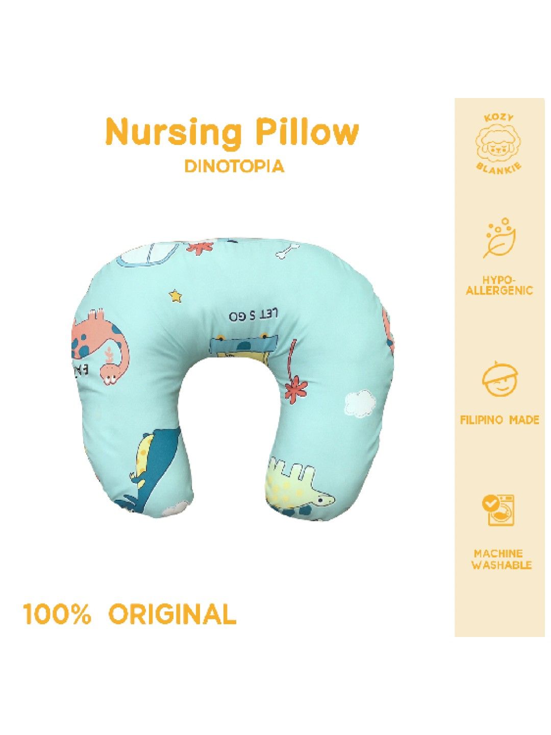 Kozy Blankie Nursing Pillow in Dinotopia design (No Color- Image 2)