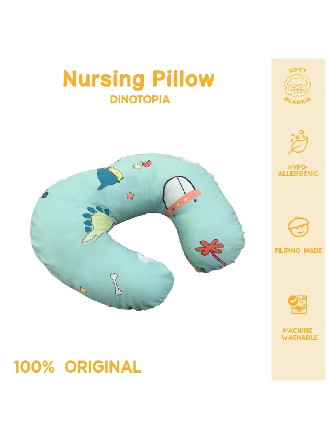 Kozy Blankie Nursing Pillow in Dinotopia design (No Color- Image 3)