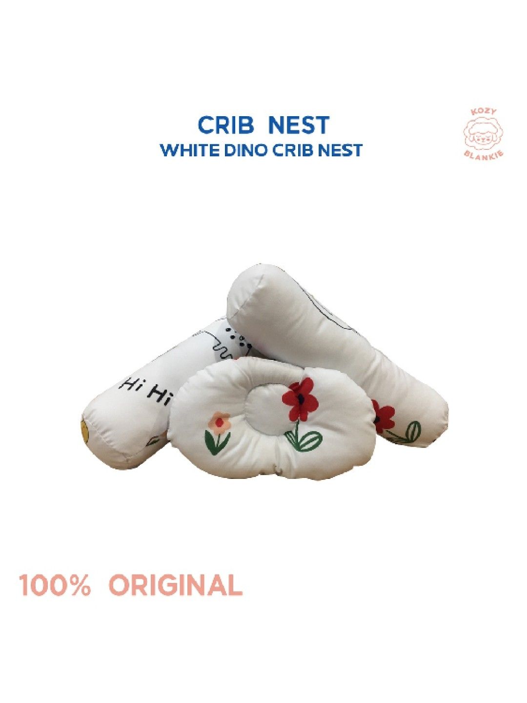 Kozy Blankie White Dino Crib Nest (White- Image 3)