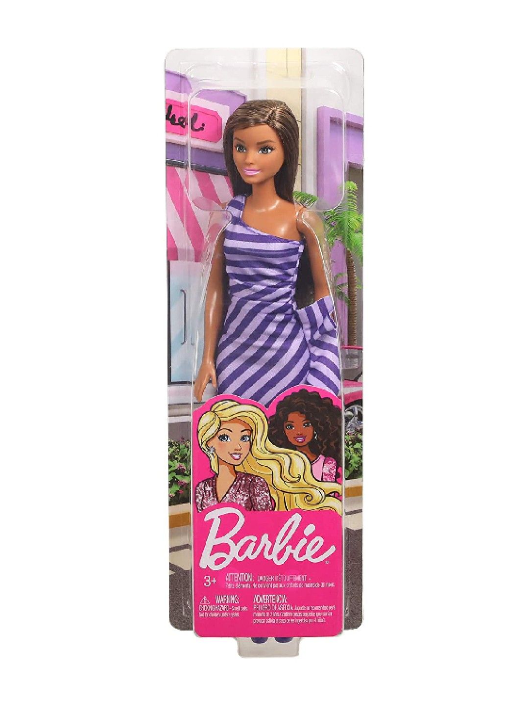 Barbie Glitz Doll - Purple  Stripe Ruffle Dress (No Color- Image 1)