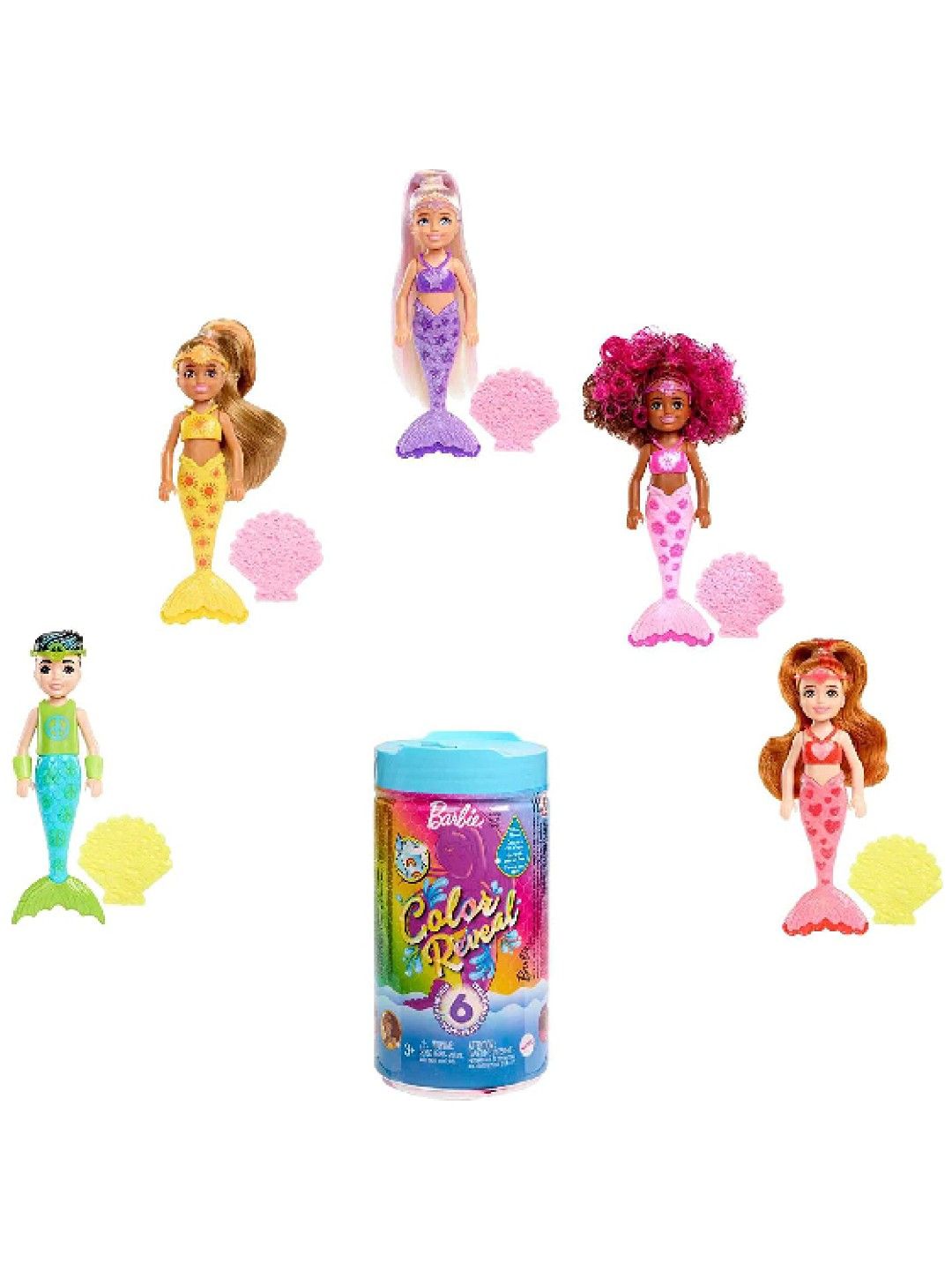 Barbie Chelsea Color Reveal Mermaid Doll With 6 Unboxing Surprises (No Color- Image 1)