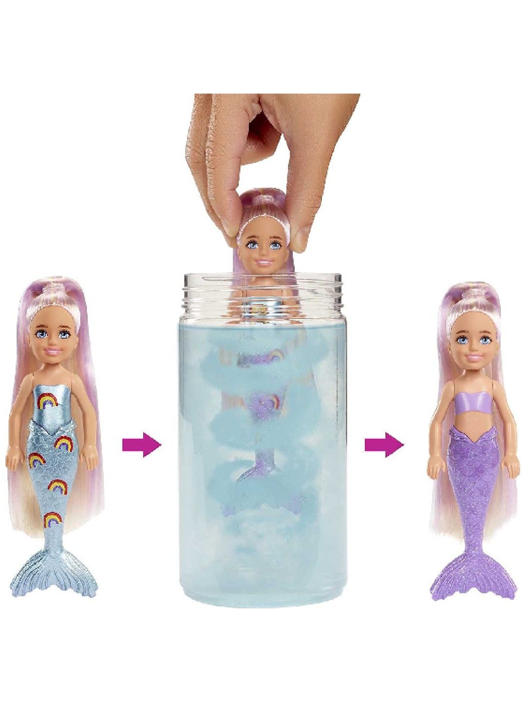 Barbie Chelsea Color Reveal Mermaid Doll With 6 Unboxing Surprises (No Color- Image 2)