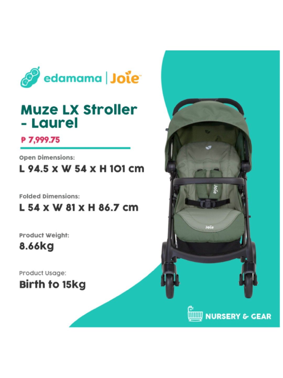 Joie Muze LX Stroller - Laurel (No Color- Image 2)