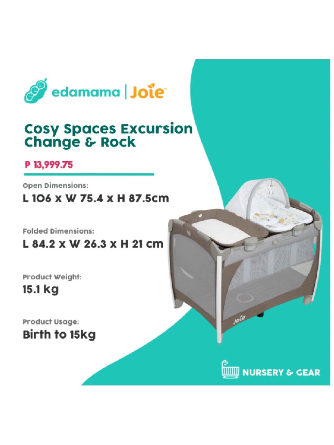 Joie Cosy Spaces Excursion Change & Rock (No Color- Image 2)
