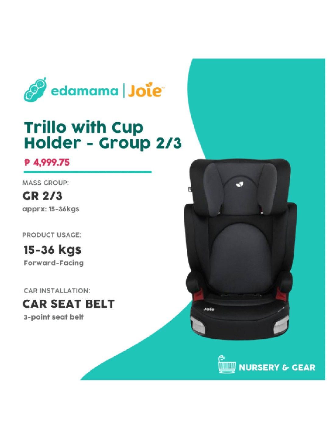 Joie Trillo with Cup Holder - Group 2/3 (No Color- Image 2)