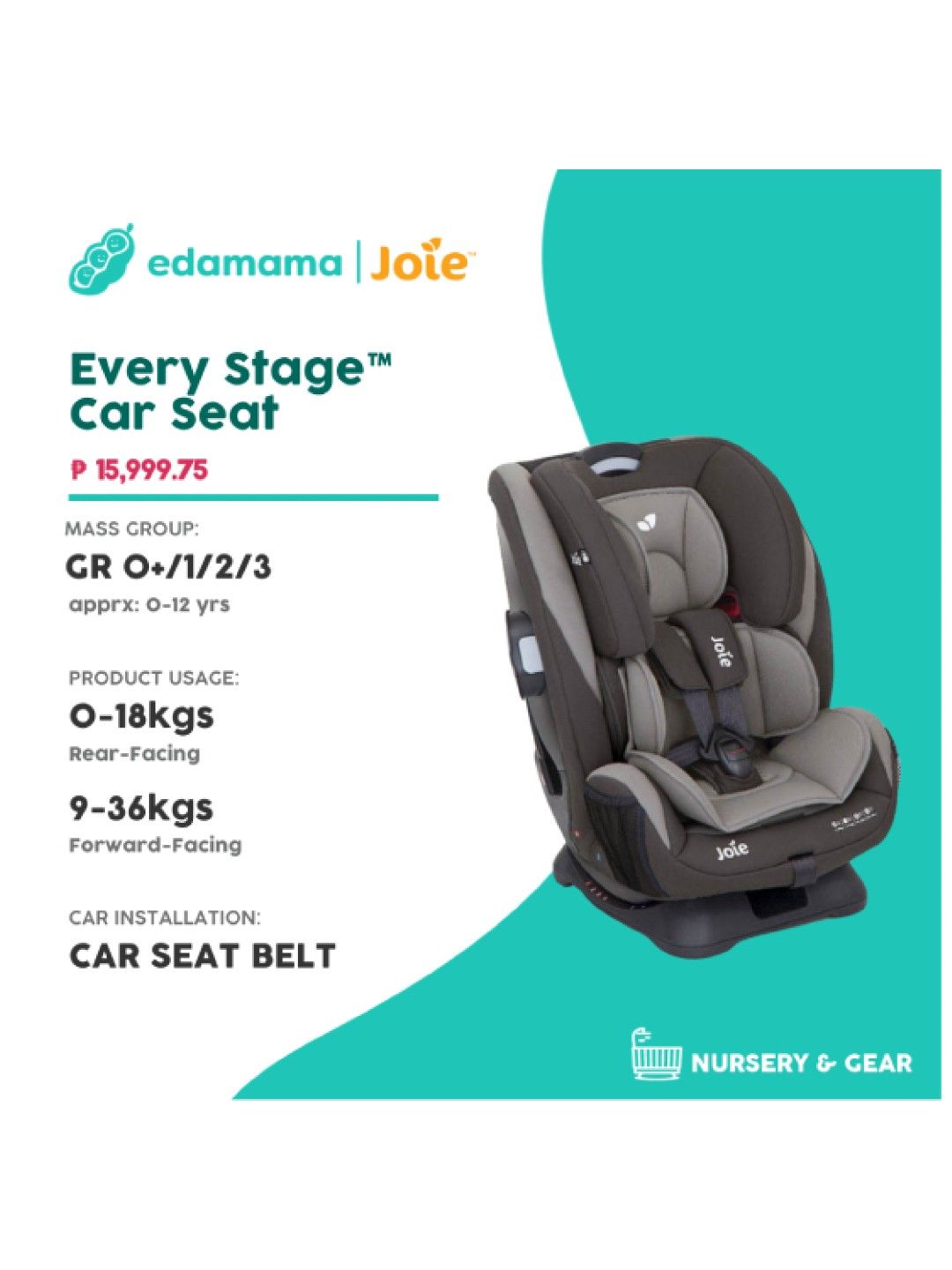 Joie Every Stage Car Seat Group 0+/1/2/3 (Dark Pewter- Image 2)