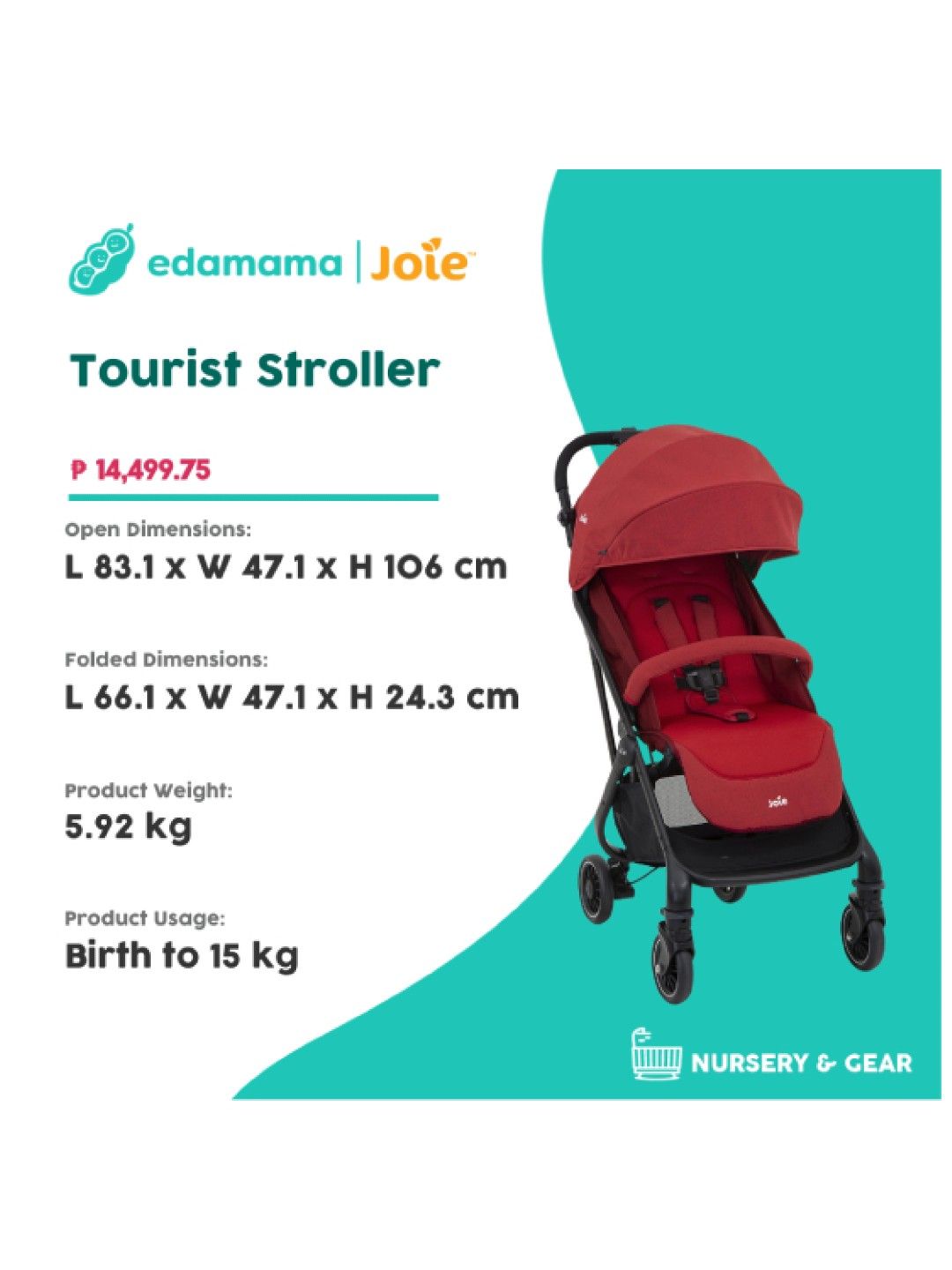 Joie Tourist Stroller (Lychee- Image 2)