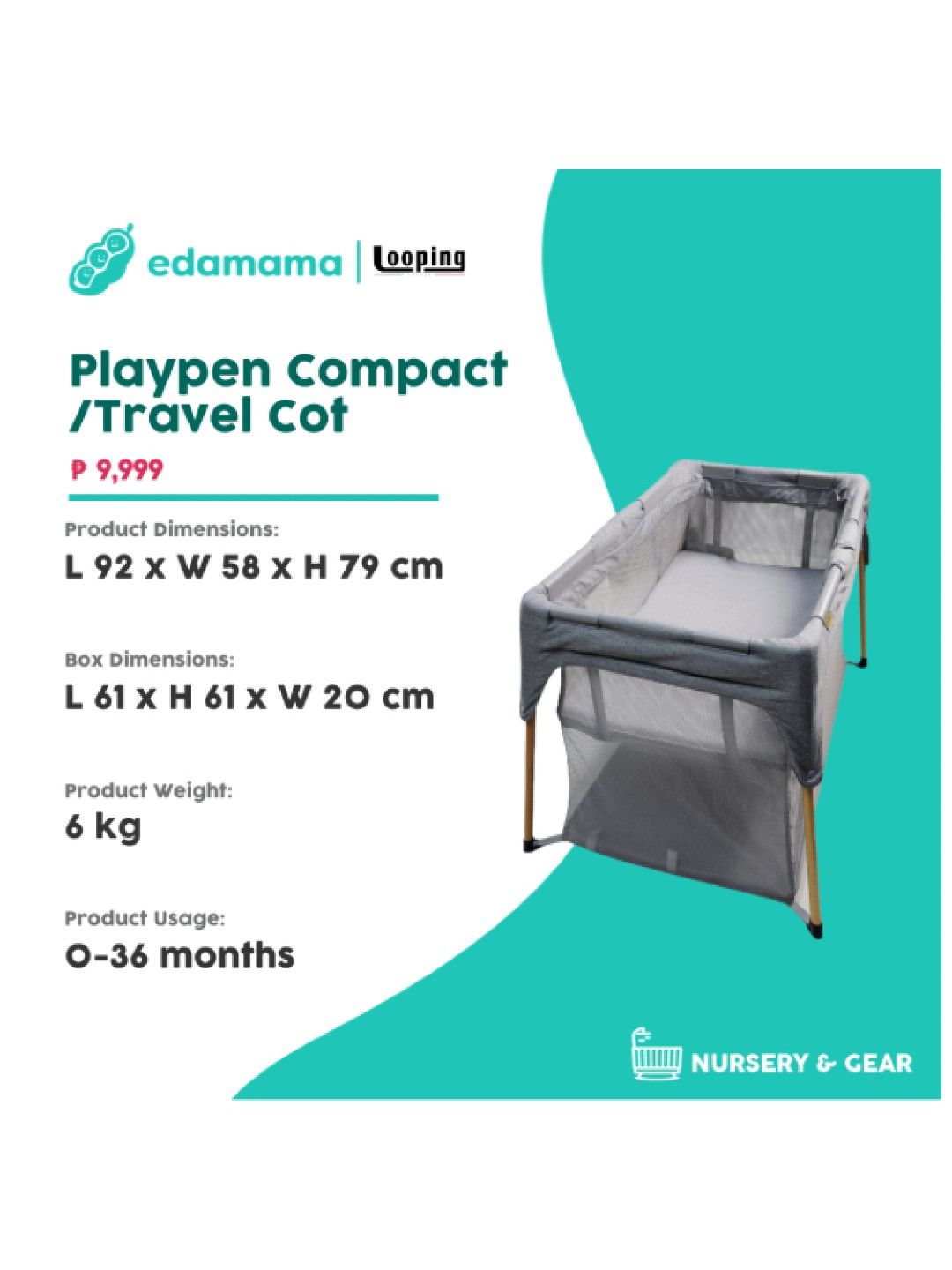 Looping Playpen Compact/Travel Cot (No Color- Image 2)