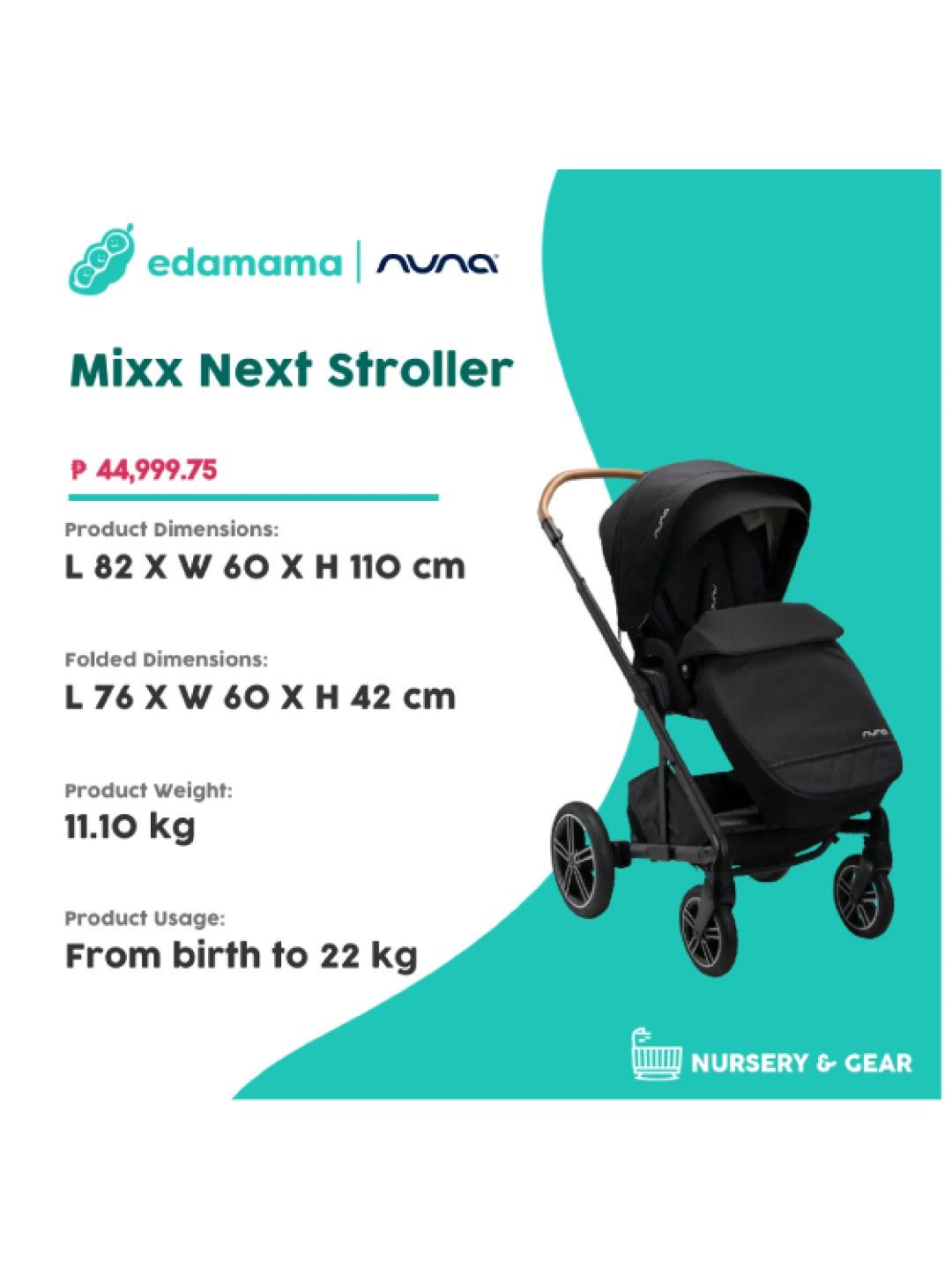Nuna Mixx Next Stroller (Caviar- Image 2)