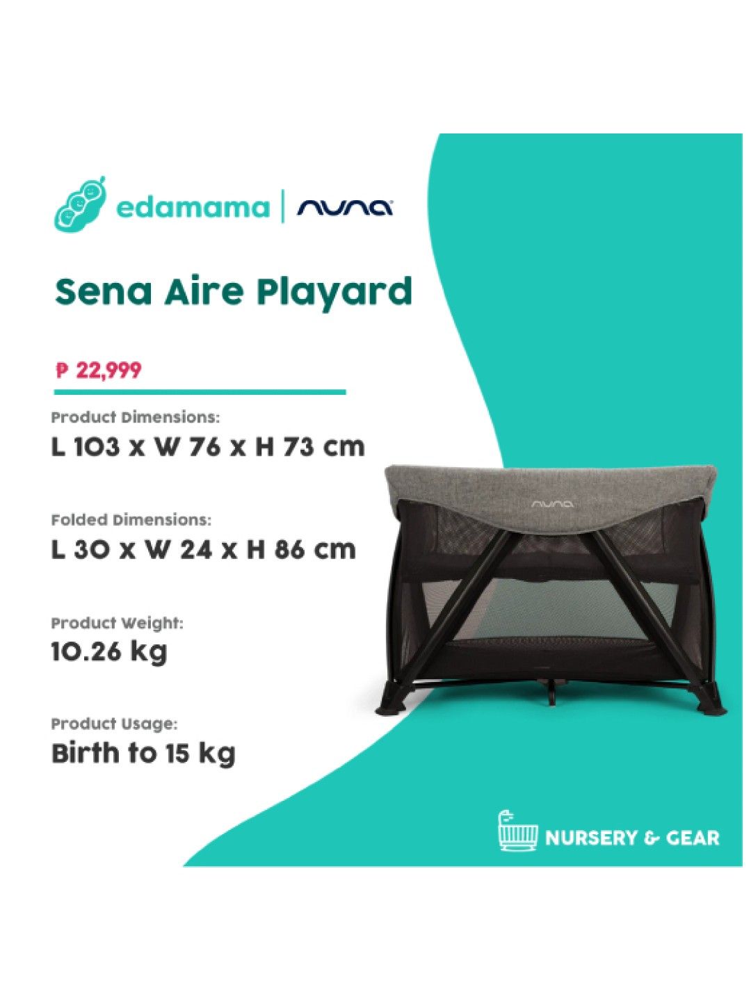 Nuna Sena Aire Playard (Charcoal- Image 2)