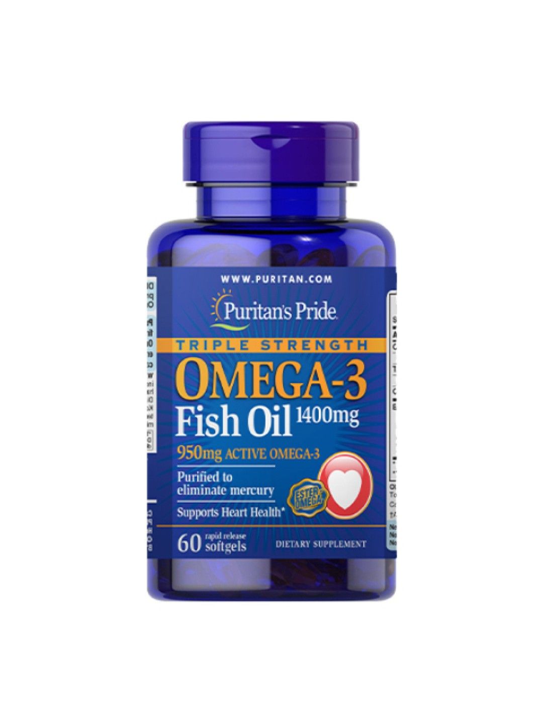 Puritan's Pride Fish Oil Omega 3 1400 mg Triple Strength (60 softgels)