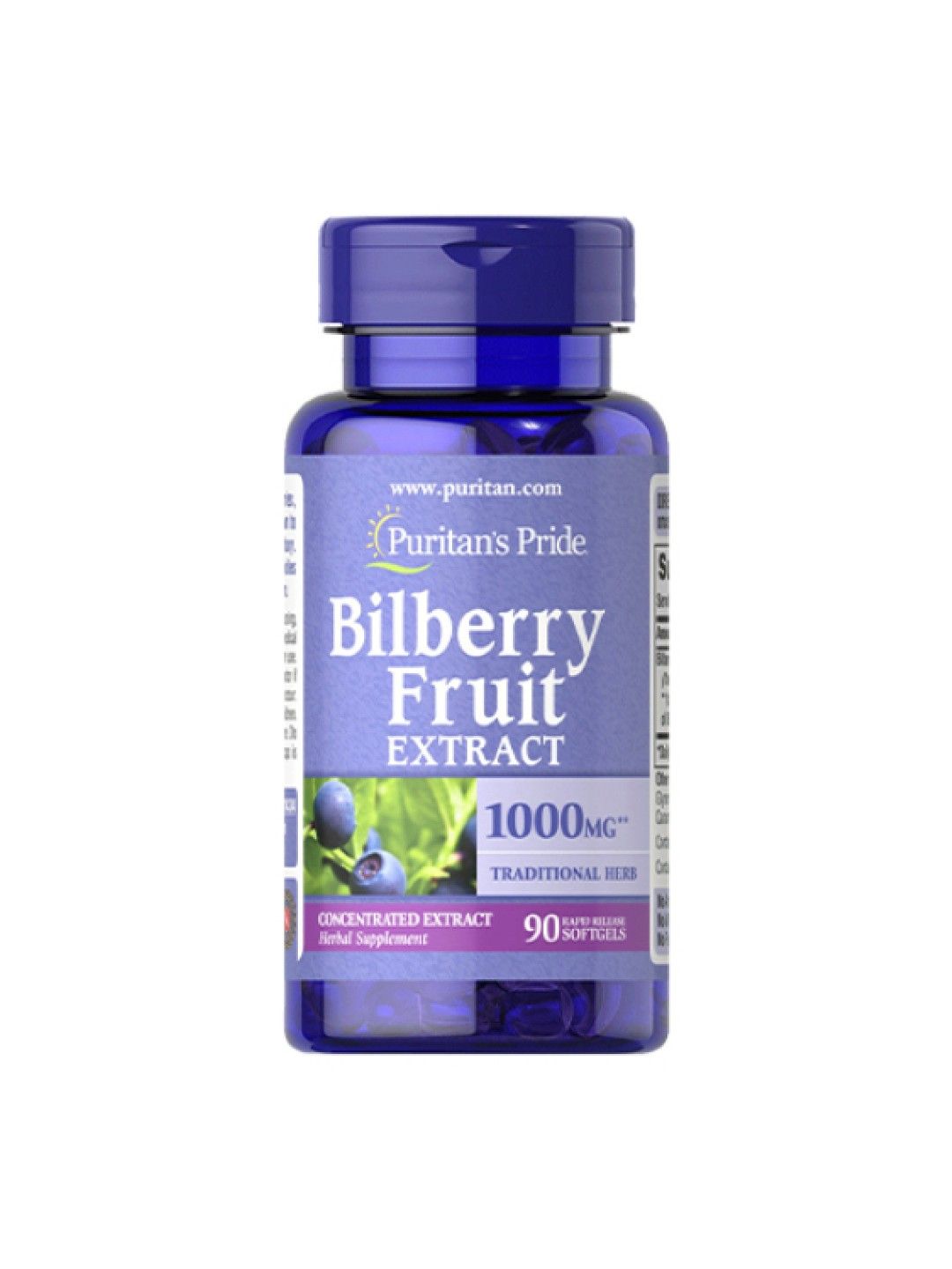 Puritan's Pride Bilberry Extract 1000 mg (90 softgels) (No Color- Image 1)