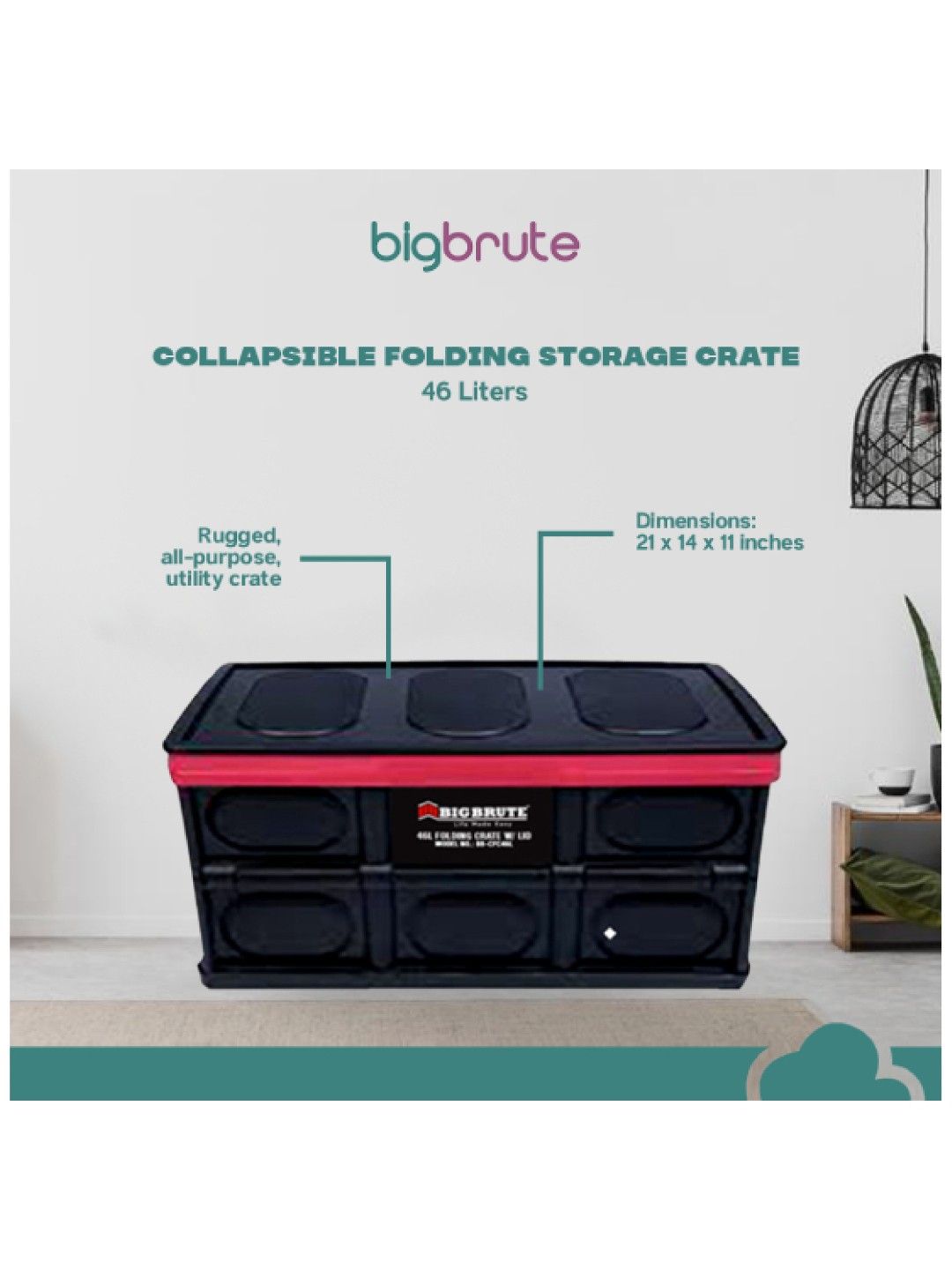 Big Brute Collapsible Folding Storage Crate 46 Liters (No Color- Image 3)