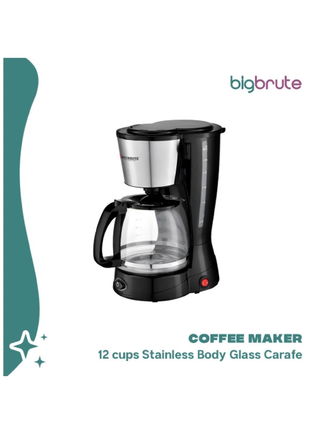 Big Brute Coffee Maker Stainless Body Glass Carafe (12 cups) (No Color- Image 2)