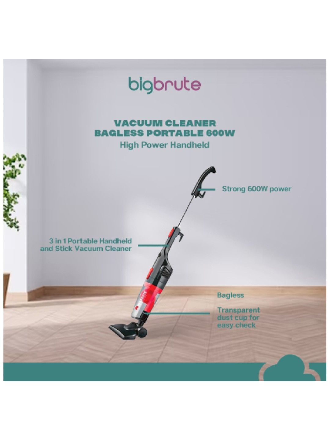 Big Brute Bagless Vacuum Cleaner (600W) (No Color- Image 3)