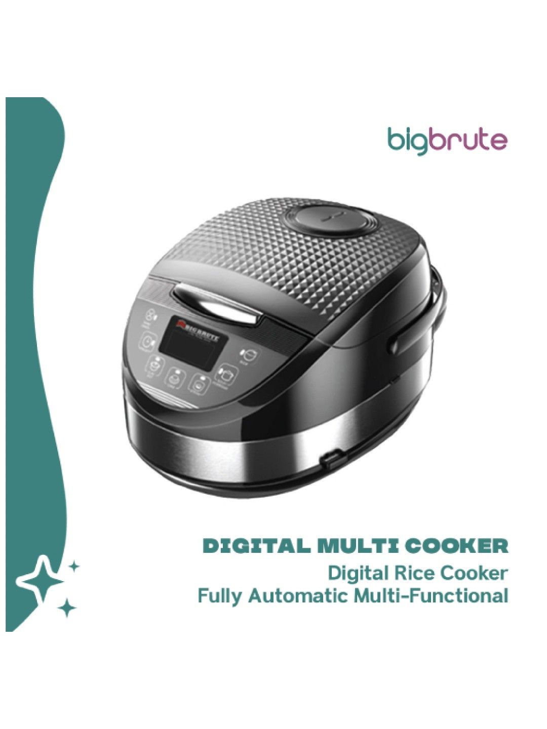 Big Brute Digital Multi Cooker / Digital Rice Cooker Fully Automatic Multi-Functional (Black- Image 2)