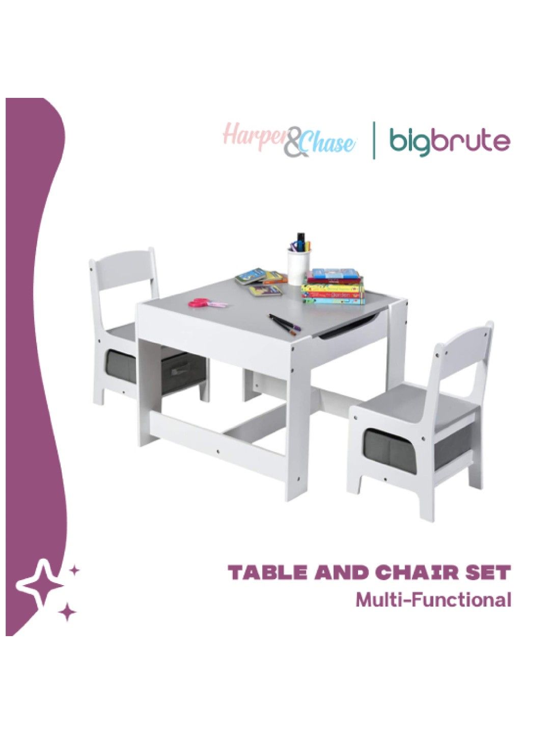 Harper & Chase Multi-Functional Table and Chair Set (No Color- Image 2)