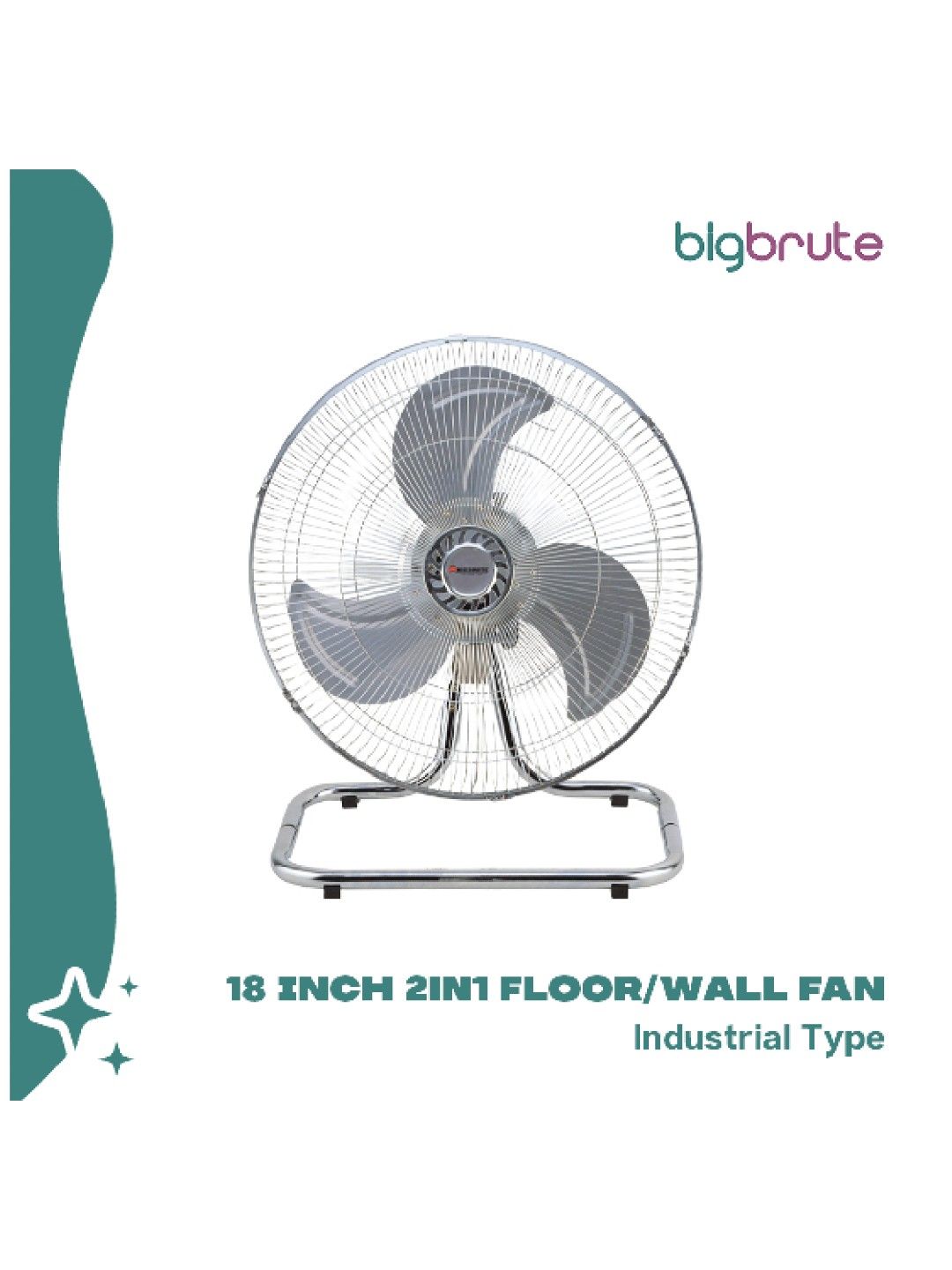 Big Brute Industrial Type 2IN1 Floor/Wall Fan (18in) (No Color- Image 2)