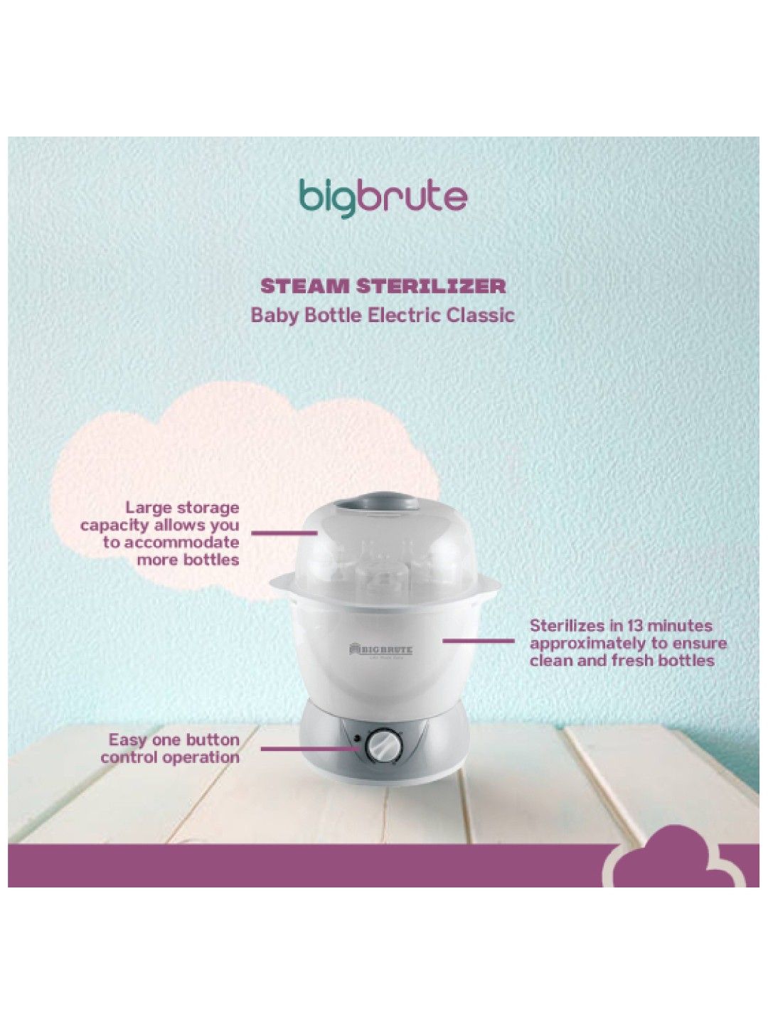 Big Brute Steam Sterilizer Baby Bottle Electric Classic (No Color- Image 3)