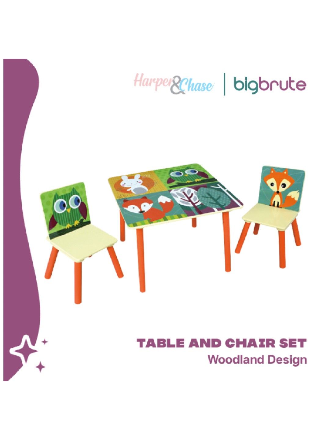 Harper & Chase Table and Chair Set (Woodland Design) (No Color- Image 3)